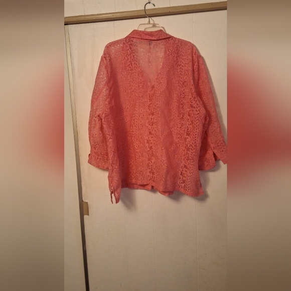 Pink Lacey Blouse by Erin London sz 2X Business Casual Office EUC - Picture 3 of 4